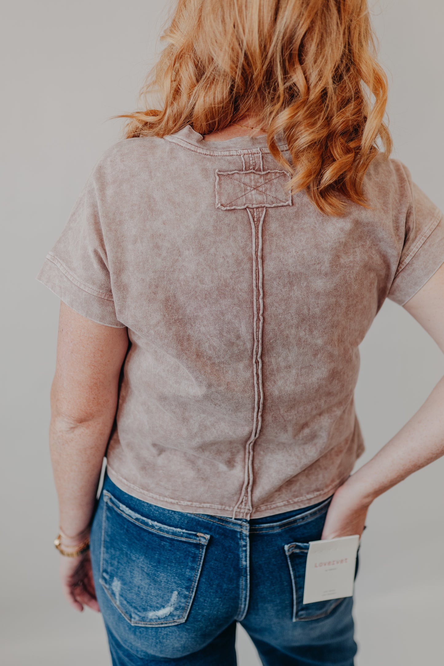 Blu Pepper | Washed Extended Shoulder Top | Cocoa