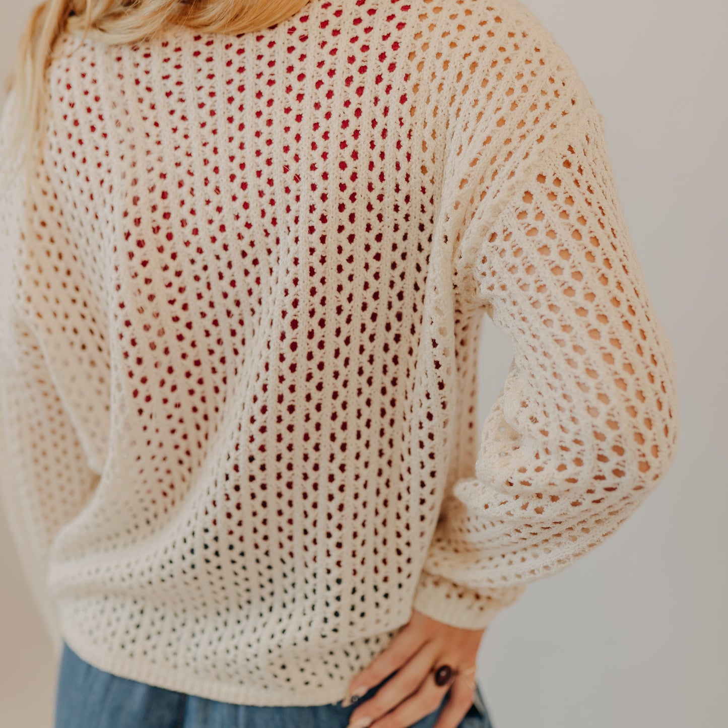 Doe & Rae | Split V-Neck Sweater | Cream