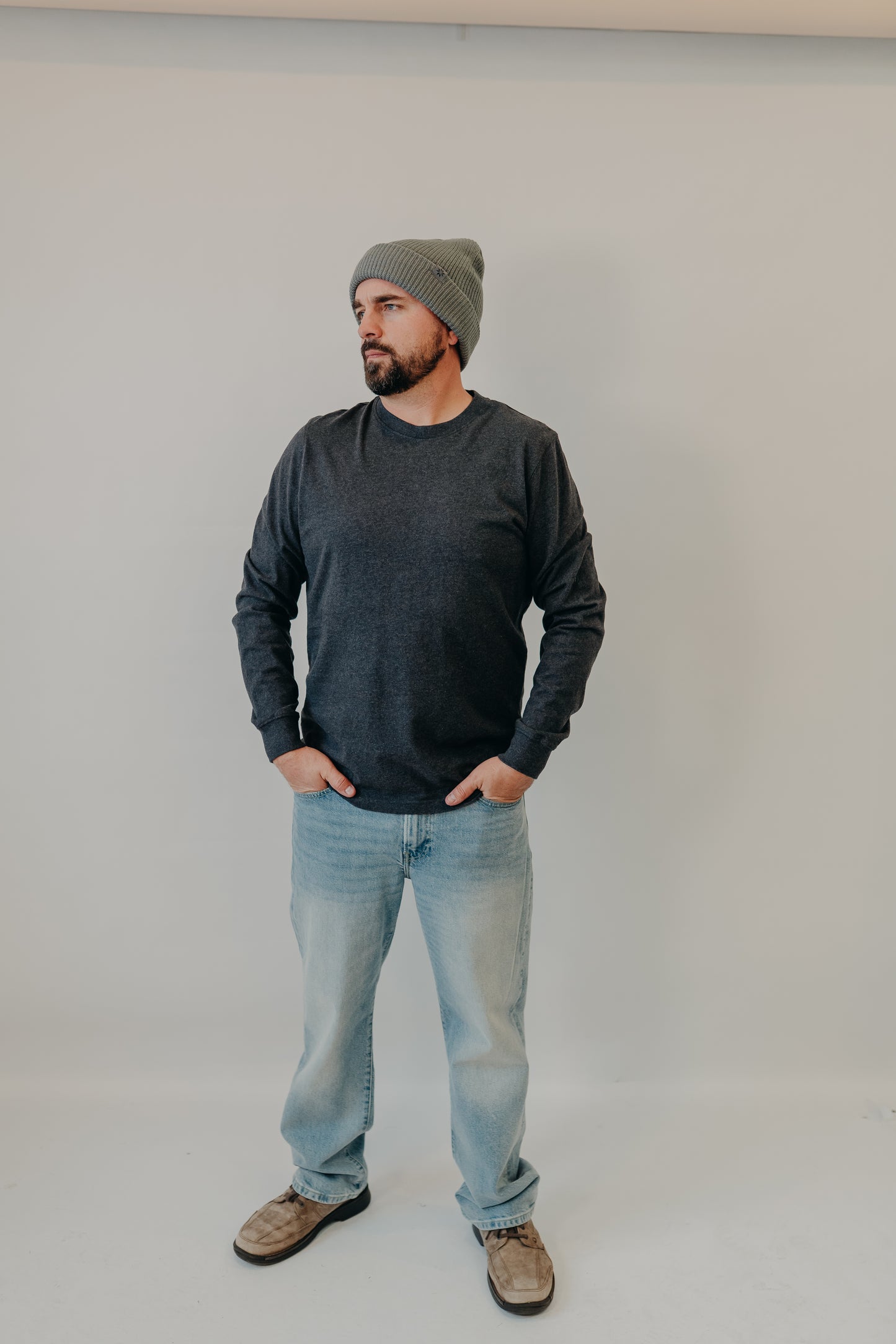 The Normal Brand | Lennox Jersey LS Tee | Heather Charcoal