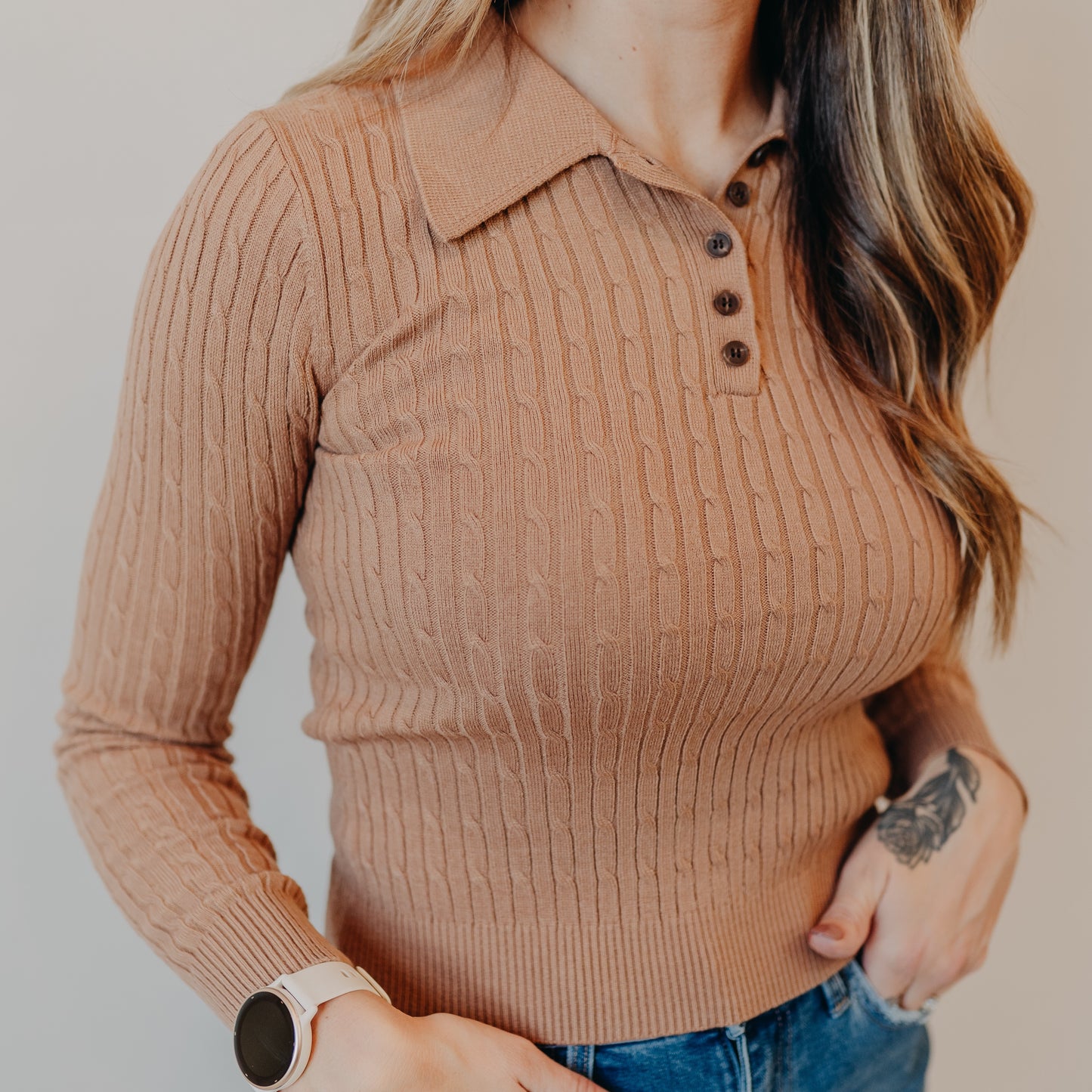 Blu Pepper | Collared Polo Top | Khaki