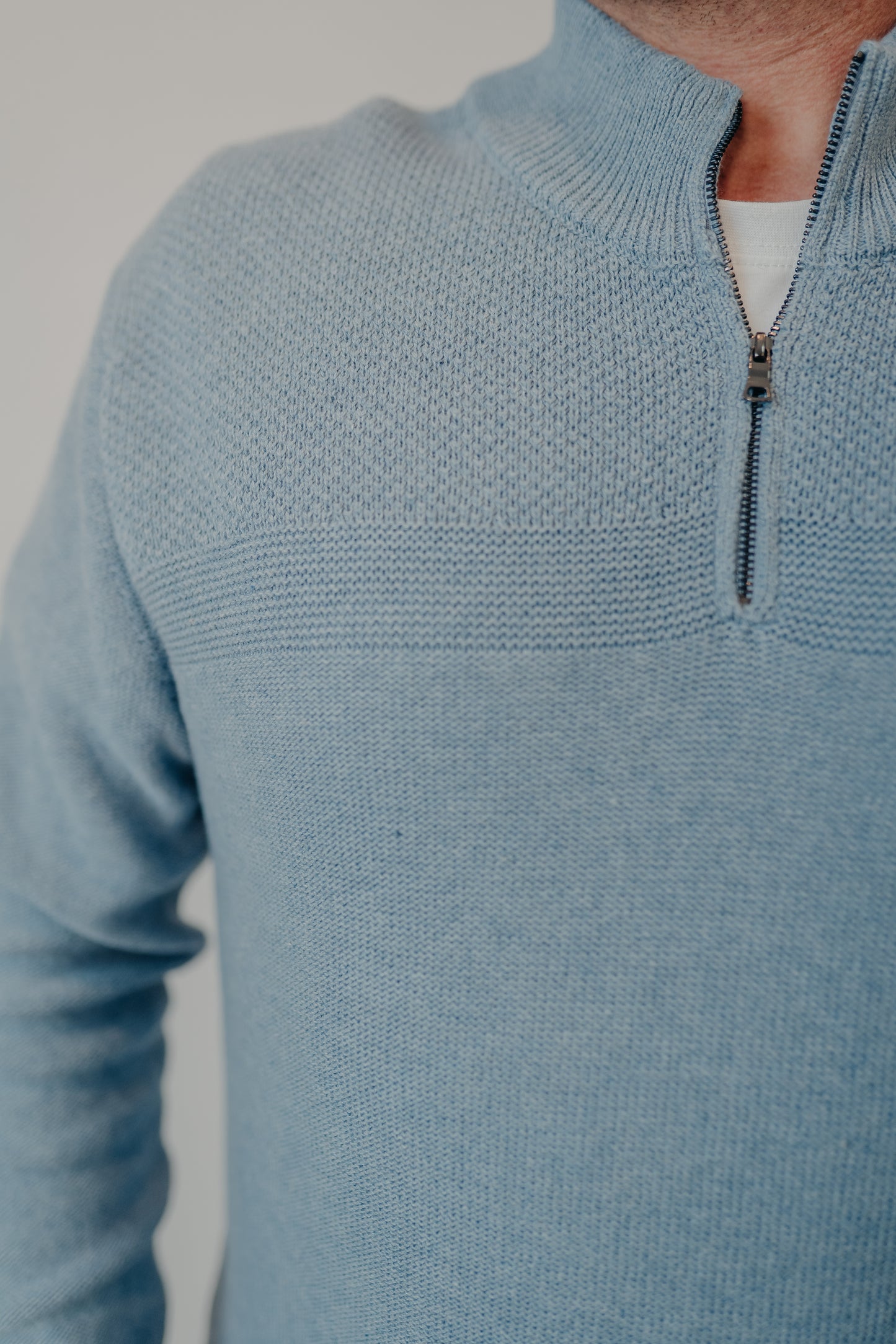 Flag & Anthem | Henryville 1/4 Zip Mock Sweater | Lt Blue Heather