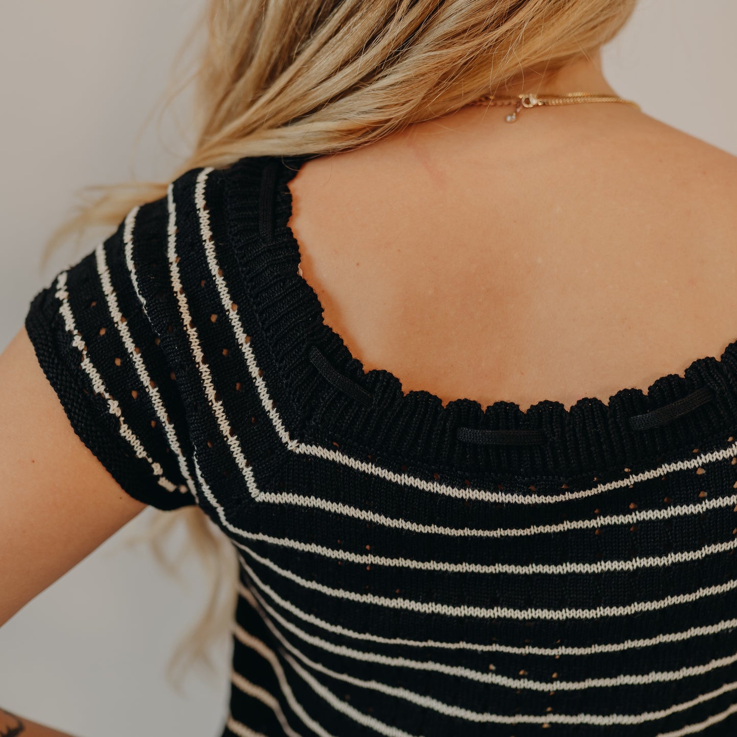 Doe & Rae | Vintage Inspired Striped Top | Black