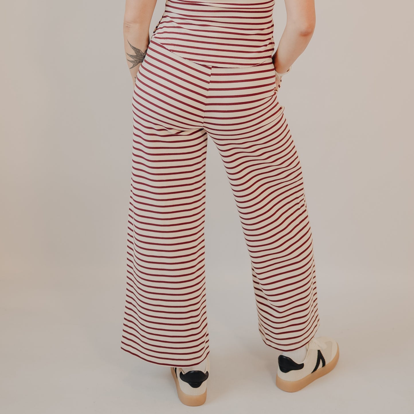 Blu Pepper | Stripe Wide Leg Lounge Pants | Burgundy