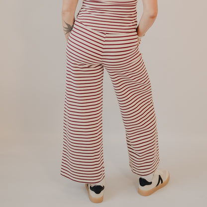 Blu Pepper | Stripe Wide Leg Lounge Pants | Burgundy