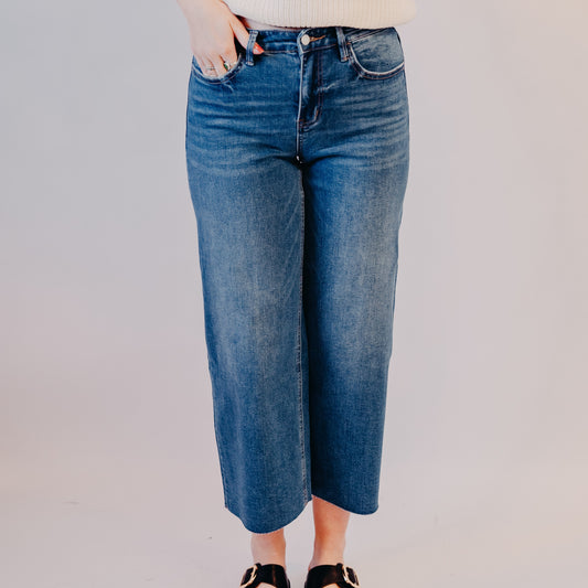 Vervet | High Rise Raw Hem Crop Wide Leg | Upgraded