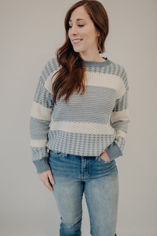 Staccato | Color Block Textured Sweater | Denim