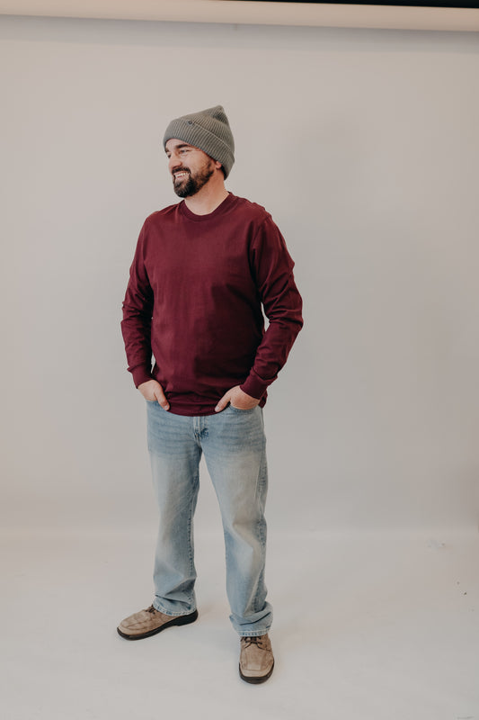 The Normal Brand | Lennox Jersey LS Tee | Port Wine