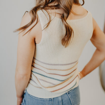 Staccato | V-Neck Sleeveless Sweater | Ivory Lavender