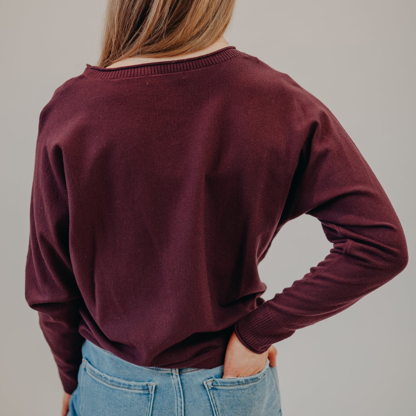 Staccato | Wide Neck Dolman Pullover | Dark Plum