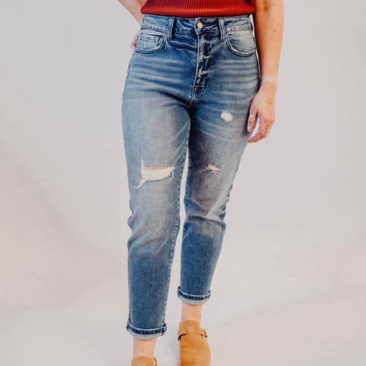 Flying Monkey | Cuffed Stretch Mom Jean | Caspian