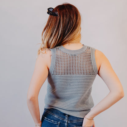 Staccato | Pointelle Texture Sweater | Dusty Blue