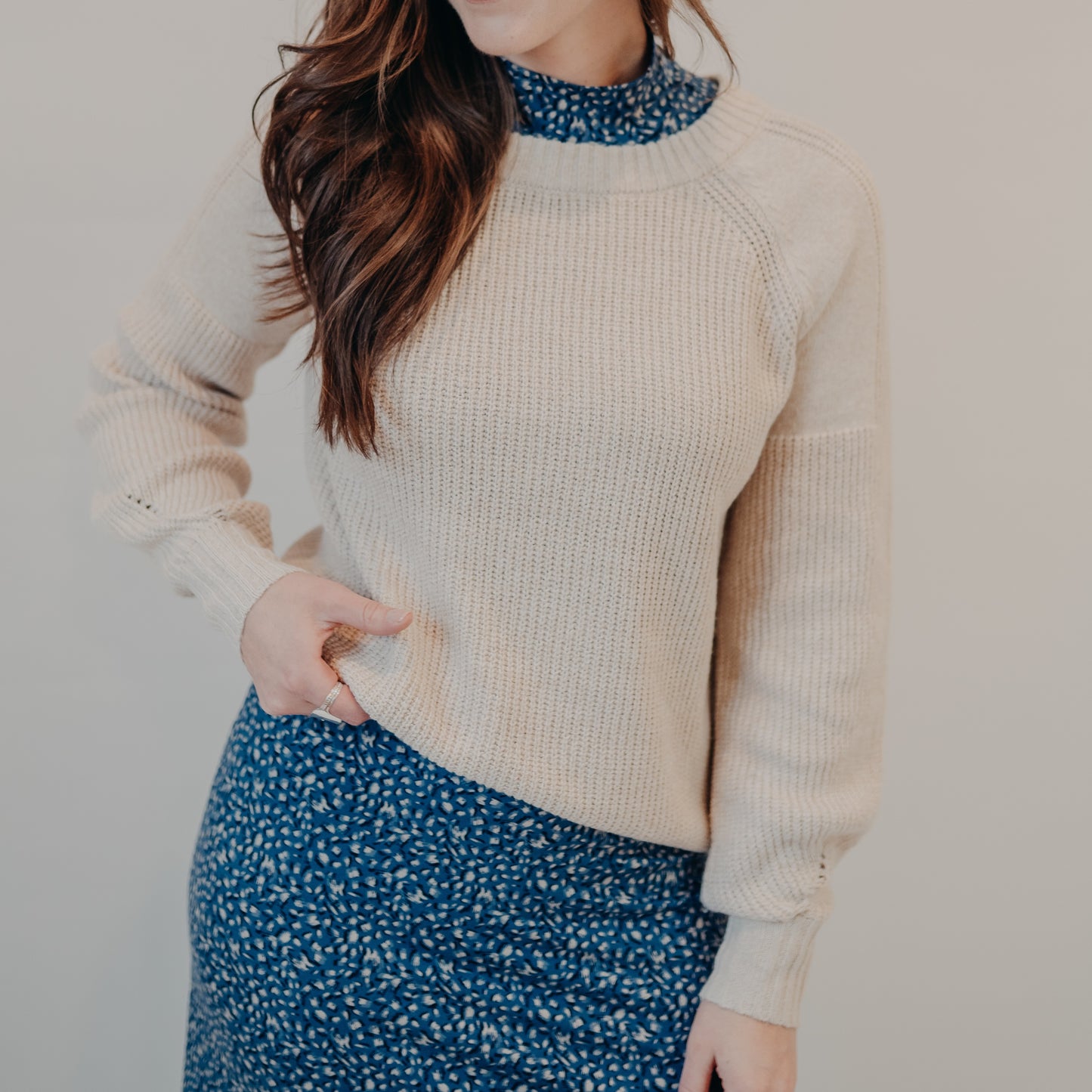 Staccato | Raglan Crew Neck Pullover | Almond