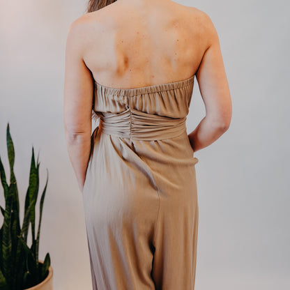 Fun2Fun | Front Tie Tube Jumpsuit | Taupe