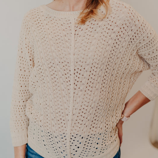 Staccato | Dolman Crocheted Pullover | Natural