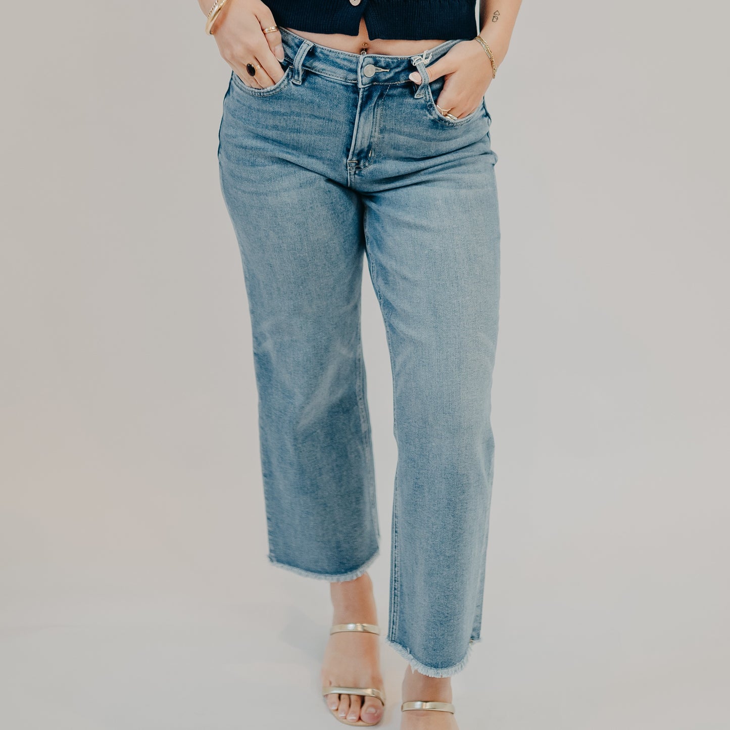 Vervet | High Rise Raw Hem Slim Wide | Sensational