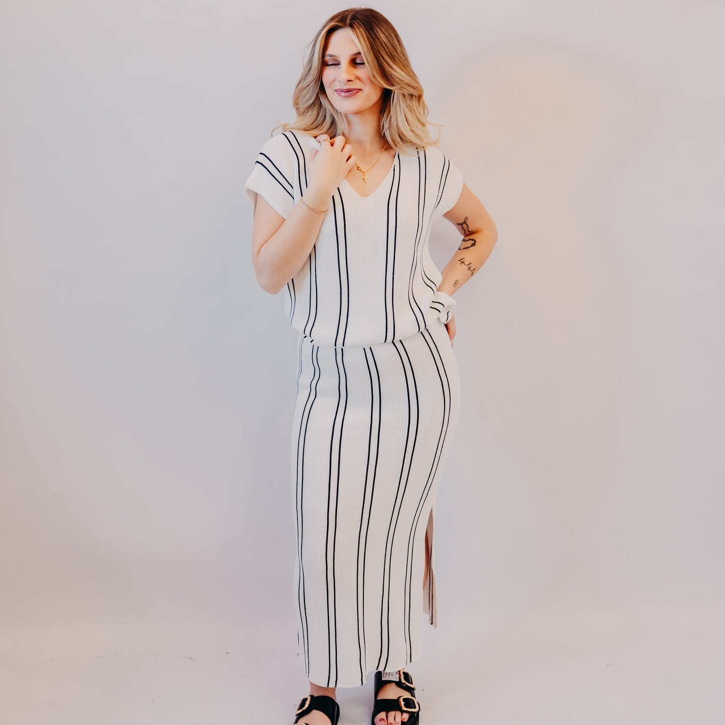 Wishlist | Striped Sweater | White/Black