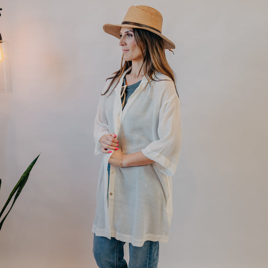 Fun2Fun | Notch Collar Boxy Shirt | White