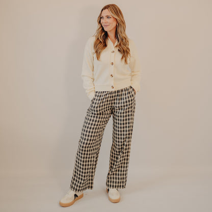 Wishlist | Cotton Plaid Pants | Black-Taupe