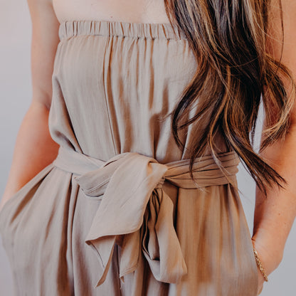 Fun2Fun | Front Tie Tube Jumpsuit | Taupe