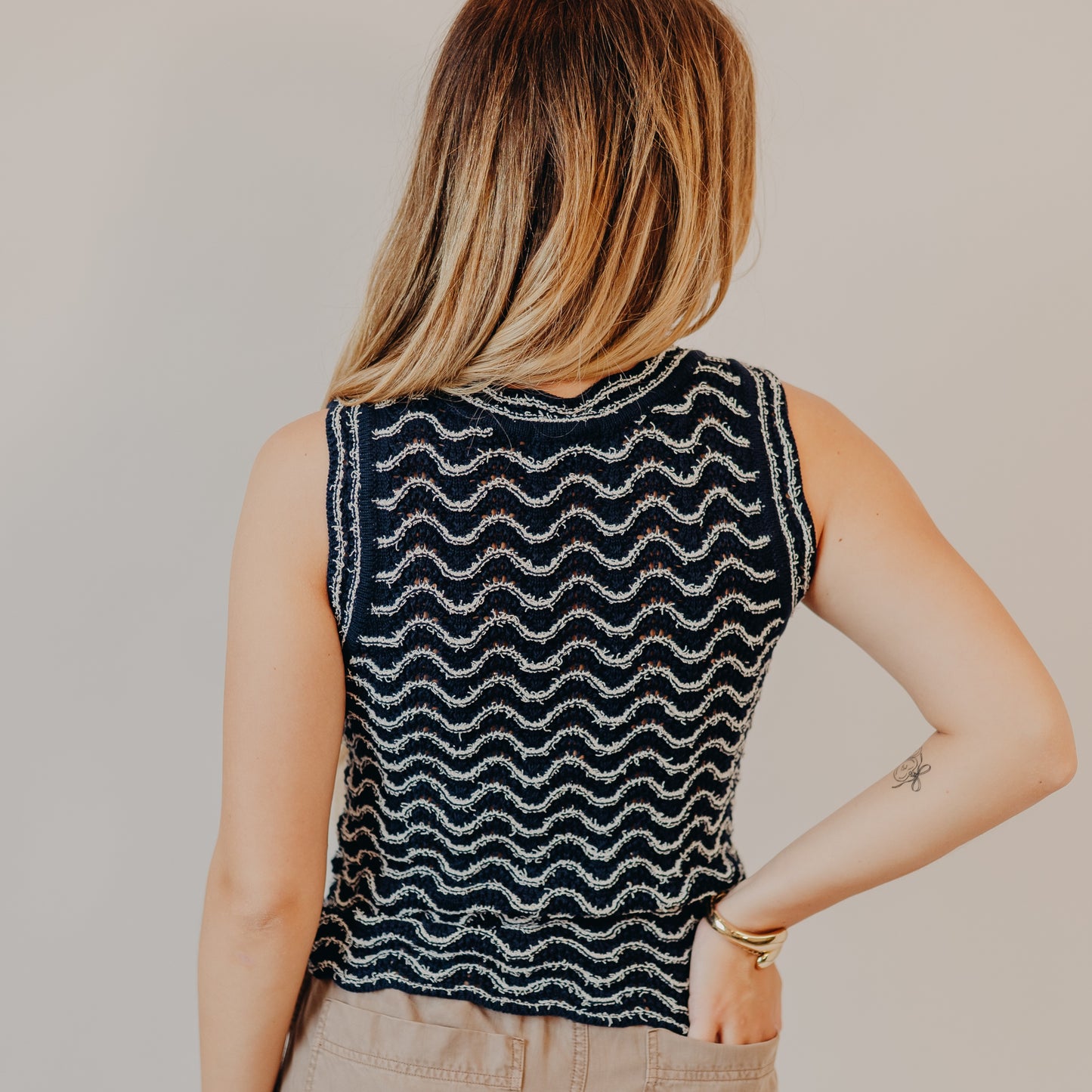Blu Pepper | Wavy Pattern Sweater | Navy Multi