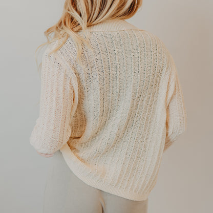 Be Cool | Textured Button Up Cardigan | Ivory