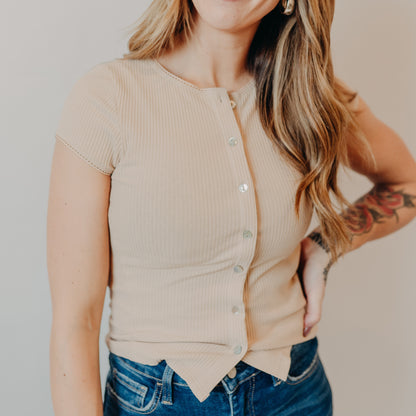 By Together | Luna Breeze Ribbed Cardigan | Beige