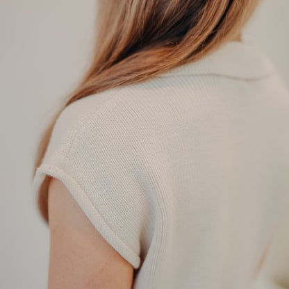 By Together | Ribbed Knit Polo Vest | Natural