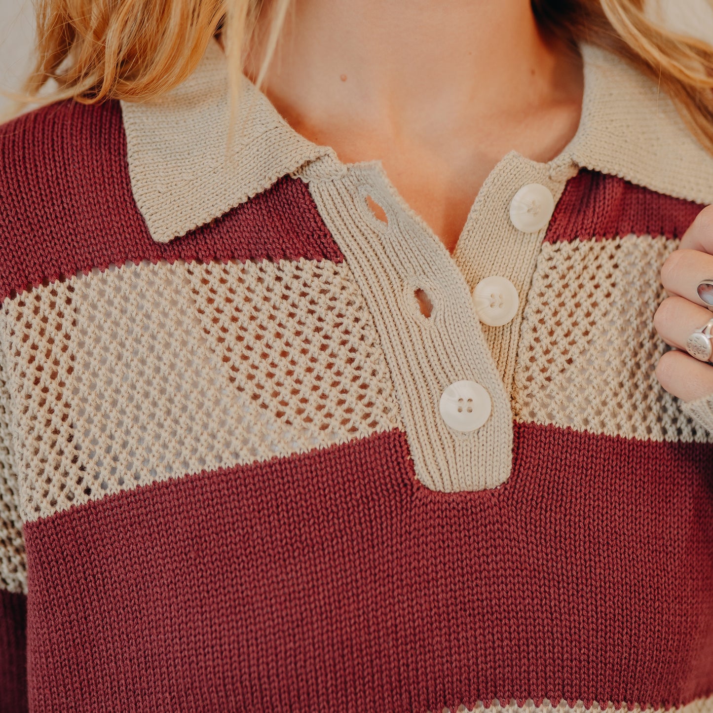 By Together | Collar Neck Knot Sweater | Taupe