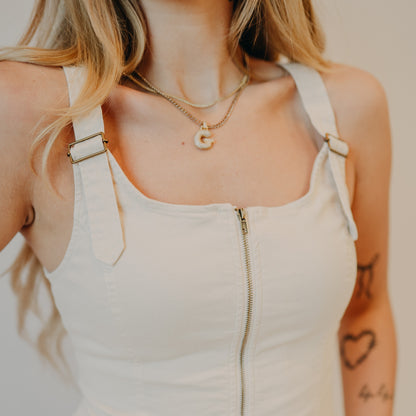 Doe & Rae | Adjustable Buckle Strap Top | Ecru