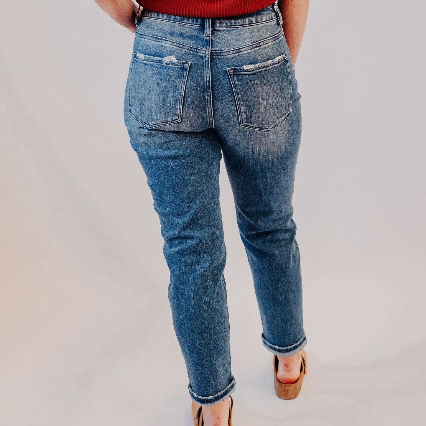 Flying Monkey | Cuffed Stretch Mom Jean | Caspian