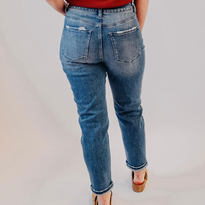 Flying Monkey | Cuffed Stretch Mom Jean | Caspian