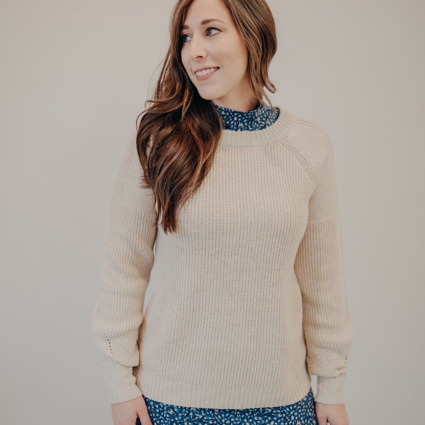 Staccato | Raglan Crew Neck Pullover | Almond