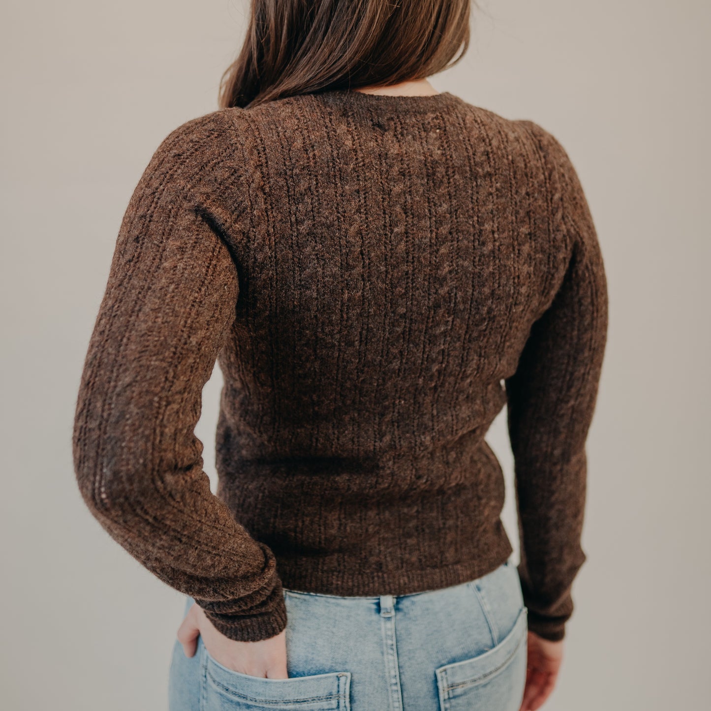 The Normal Brand | Bridget Cable Knit Cardigan | Umber
