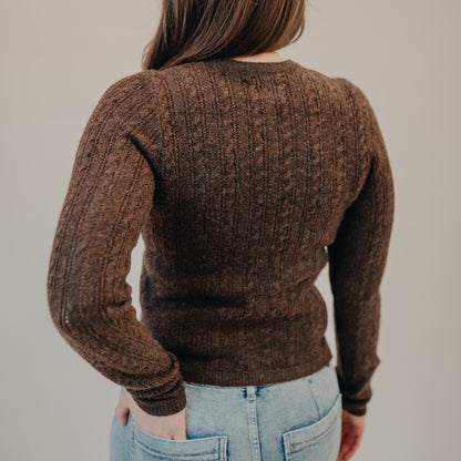 The Normal Brand | Bridget Cable Knit Cardigan | Umber