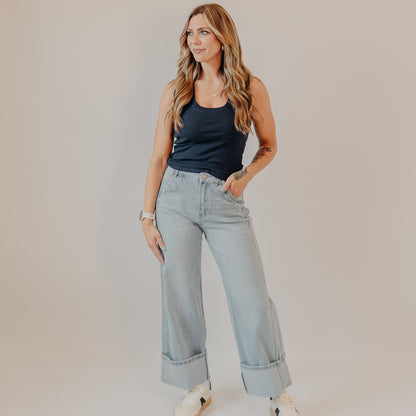 Vervet | Super High Rise Cuffed Baggy Wide | Streamlined