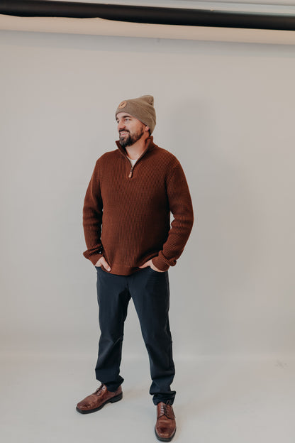 Dkota Grizzly | Angelo 1/4 Zip Sweater | Chestnut Shell