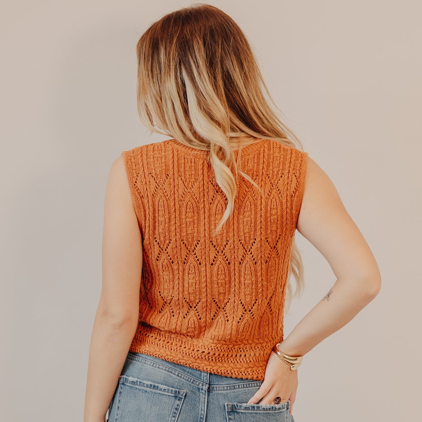 Be Cool | Button Up Crocheted Tank Top | Clay