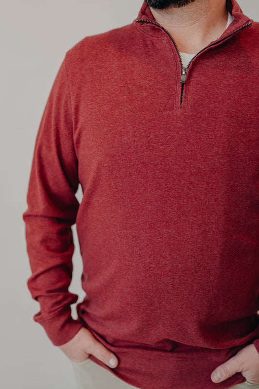 The Normal Brand | Puremeso Weekend Qtr Zip | Redwood