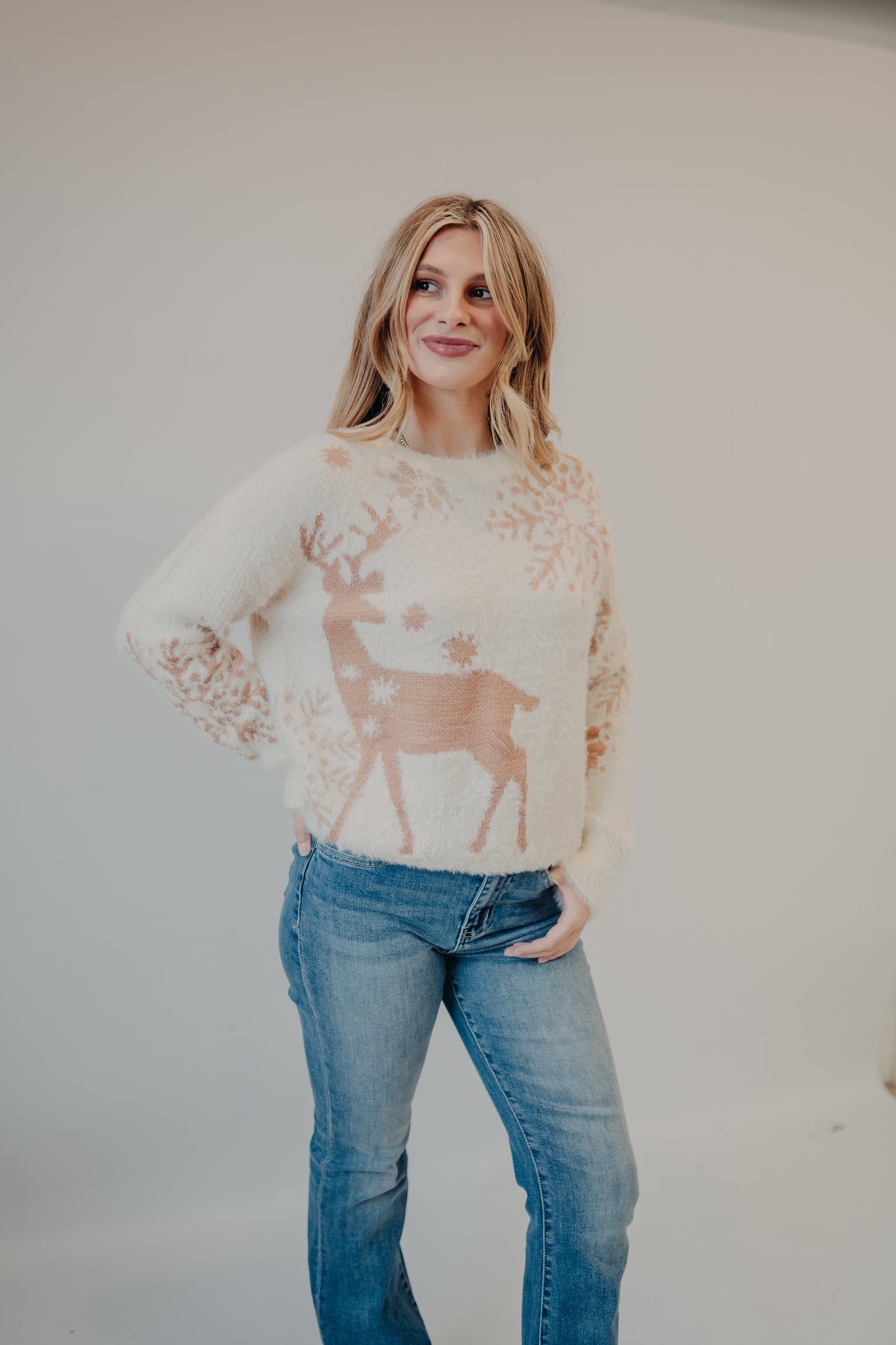 Staccato | Reindeer Fluffy Pullover | Oatmeal