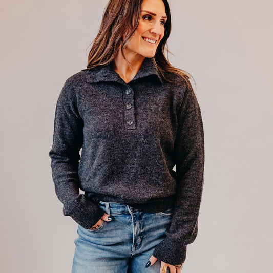 The Normal Brand | Marianna Popover Sweater | Charcoal