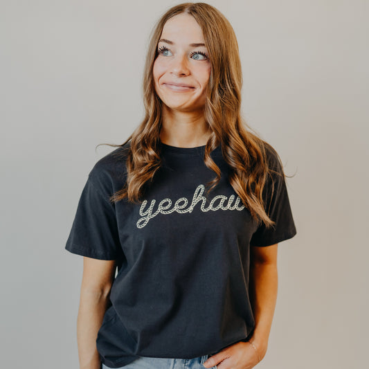 Wishlist | 'Yeehaw' Knit Tee | Charcoal
