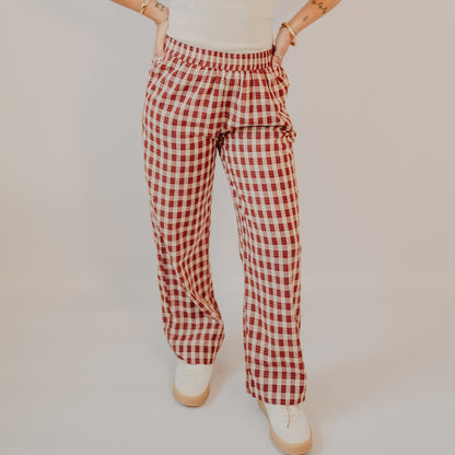 Wishlist | Cotton Plaid Pants | Rust-Taupe