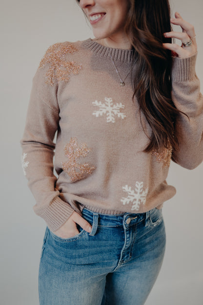 Staccato | Winter Snowflake Holiday Pullover | Mocha