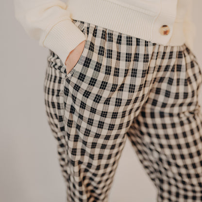 Wishlist | Cotton Plaid Pants | Black-Taupe