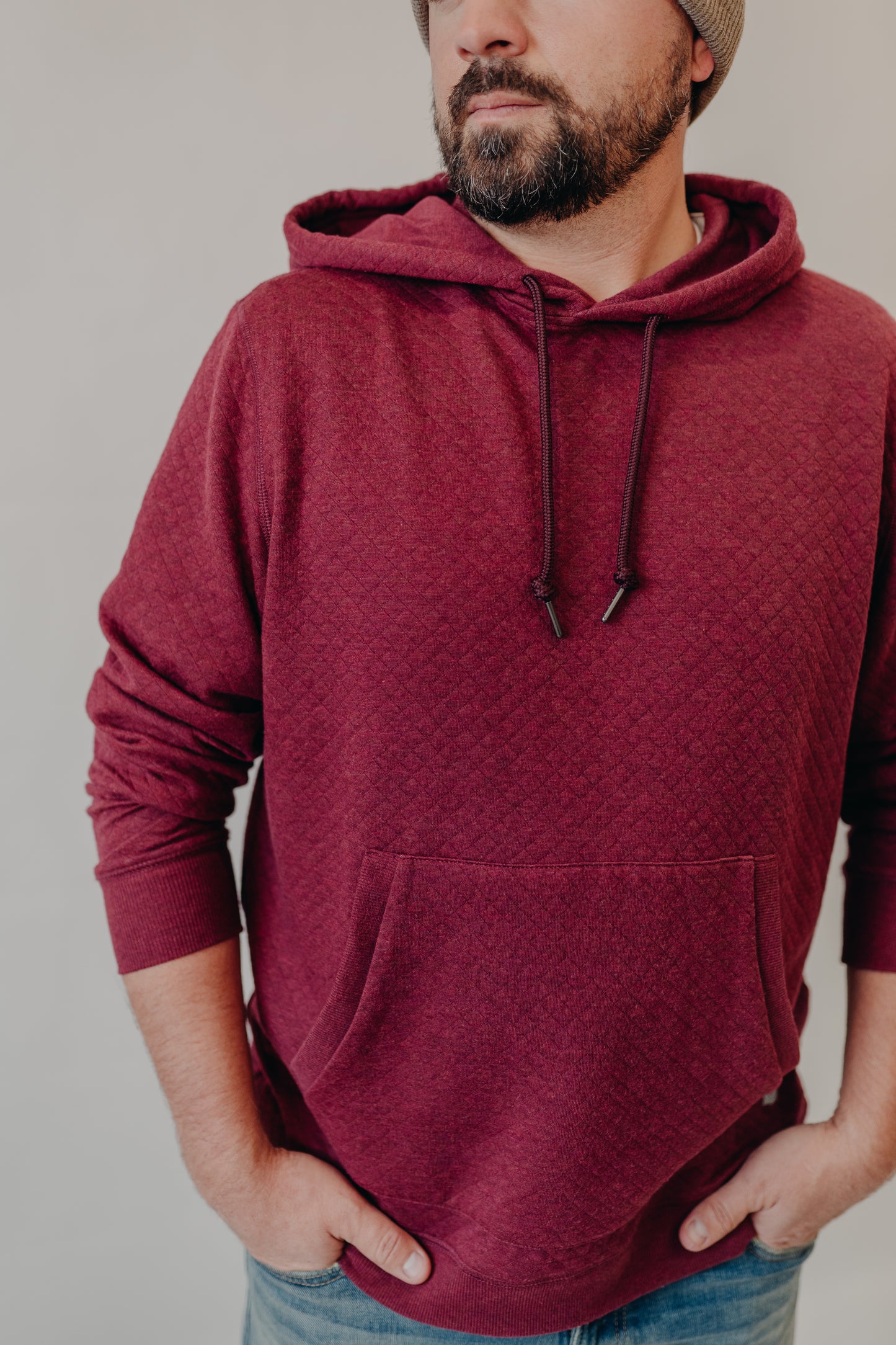 Flag & Anthem | Bradner Quilted Hoodie | Maroon Heather