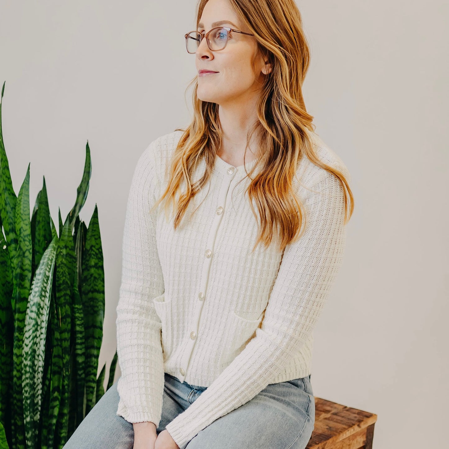 Gold Button Sweater | Ivory