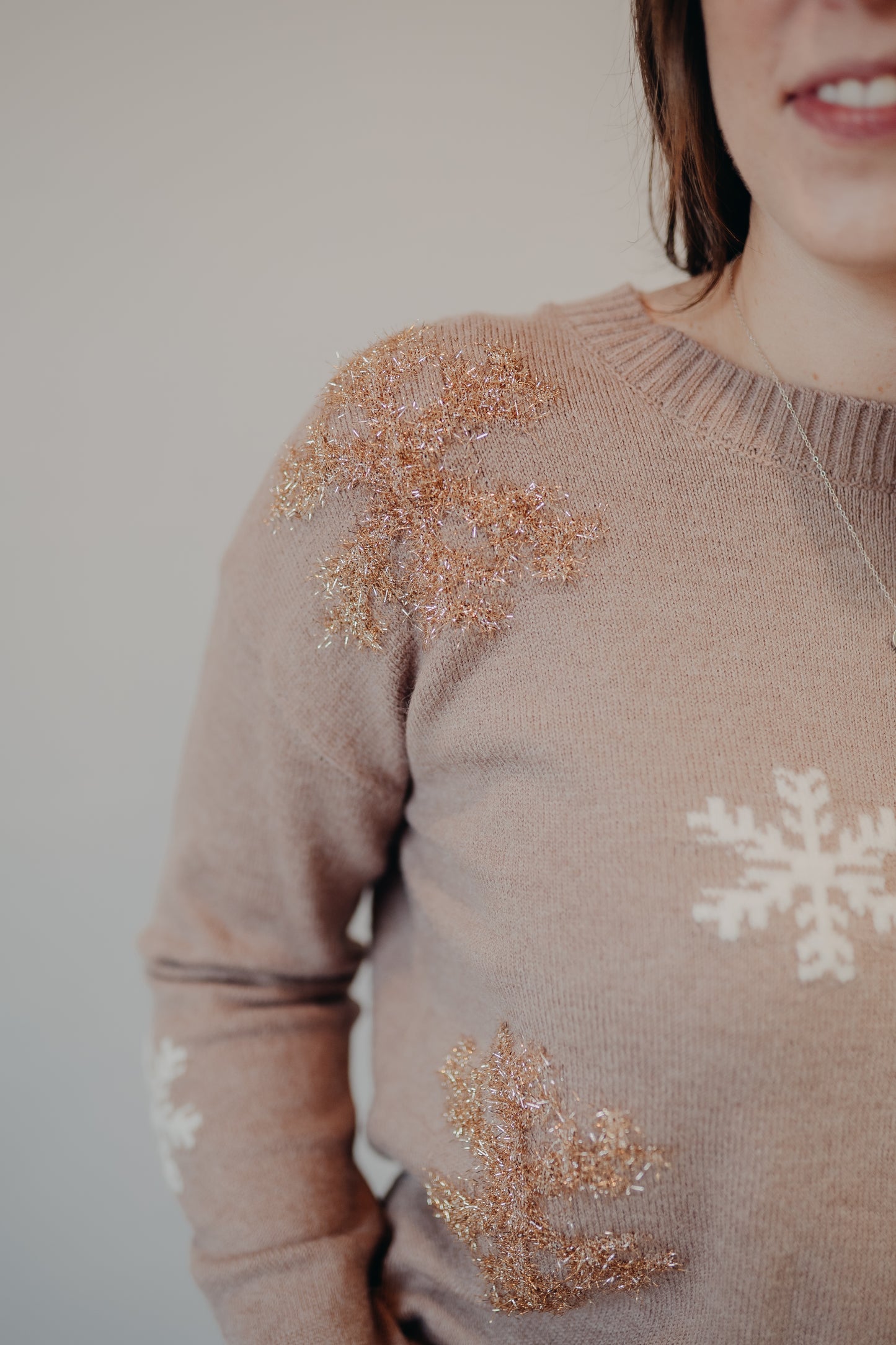 Staccato | Winter Snowflake Holiday Pullover | Mocha