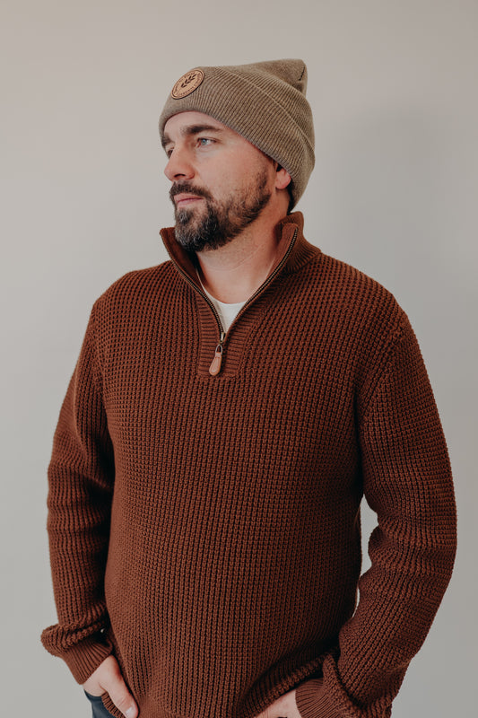 Dkota Grizzly | Angelo 1/4 Zip Sweater | Chestnut Shell