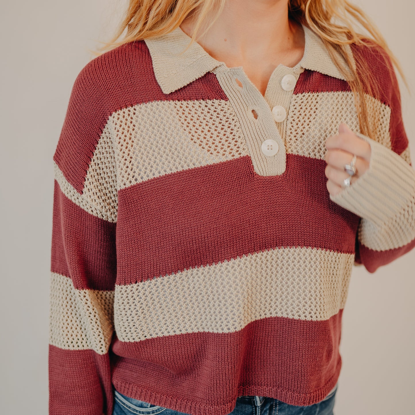 By Together | Collar Neck Knot Sweater | Taupe