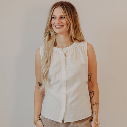 Doe & Rae | Floral Flowy Top | Off White